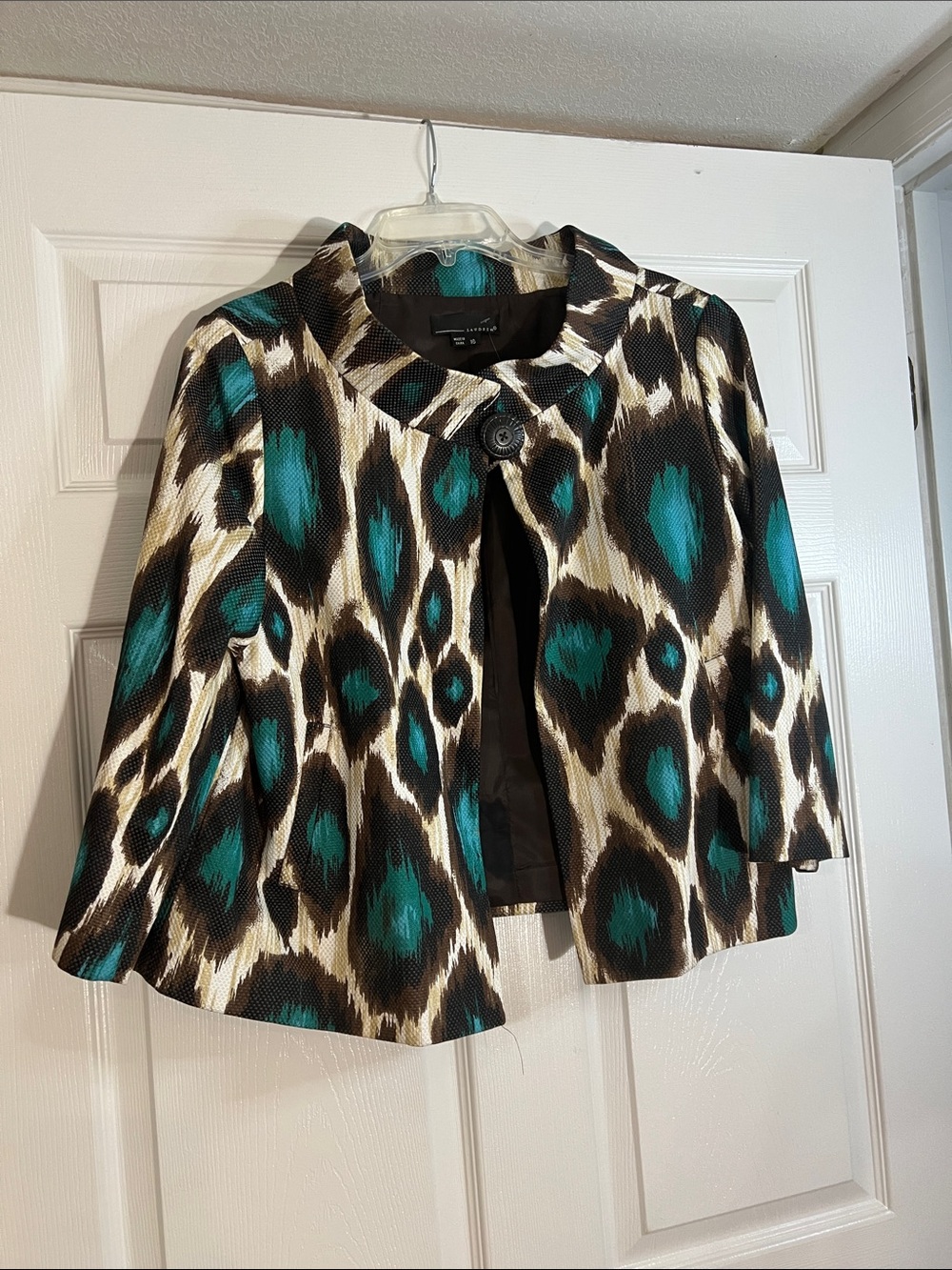 Teal and Black Patterned Short Blazer